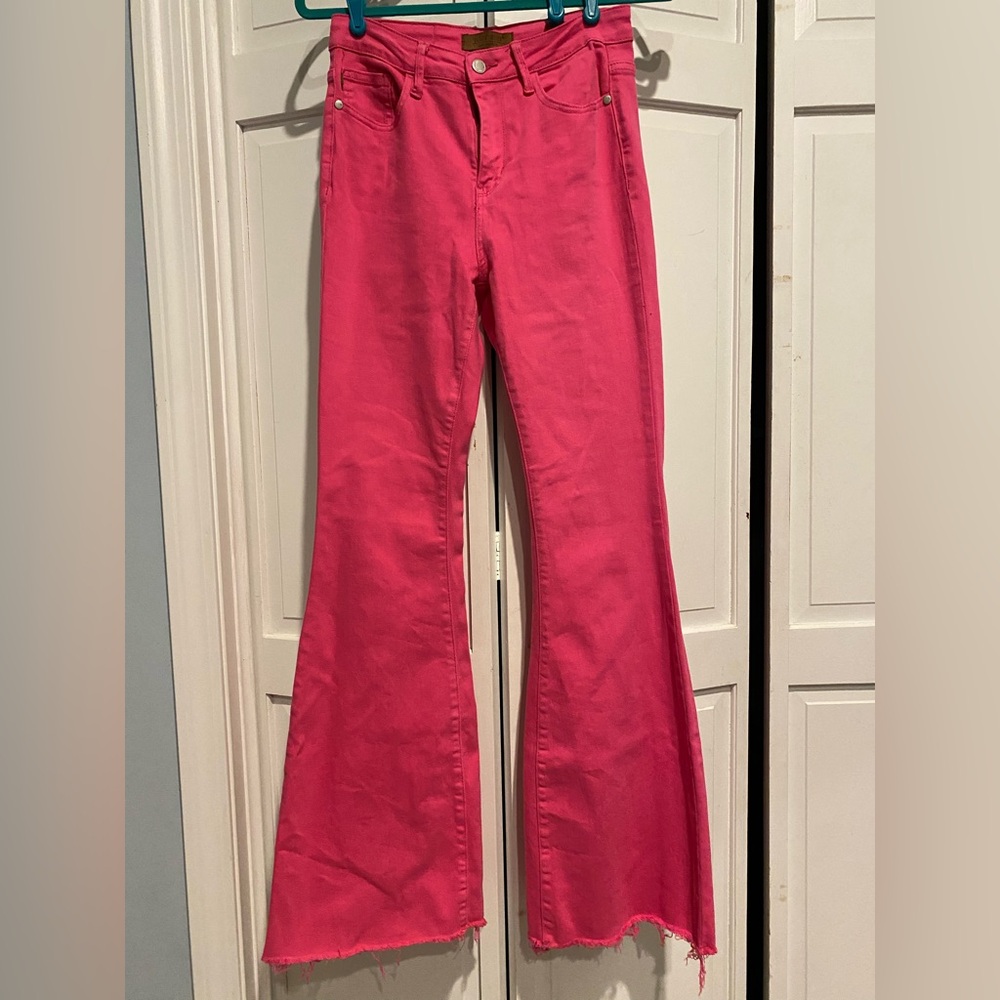 Judy Blue Hot Pink Flare Jeans Garment Dyed